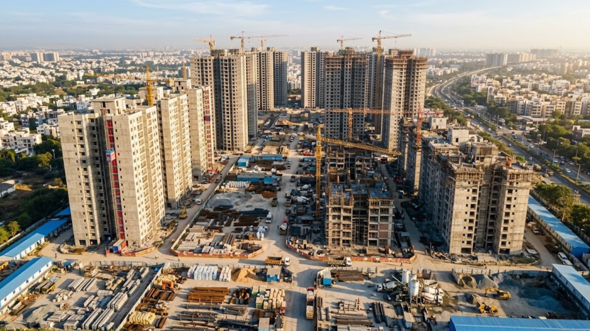 Aerial view of construction site in Mumbai